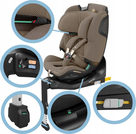 Fotelik samochodowy MAXI COSI EMERALD 360 PRO fotelik obrotowy dziecięcy 0-36 kg - Authentic Truffle