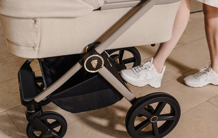 Wózek Venicci Tinum UPLINE Stone Beige 4w1 z Lionelo Astrid i-Size + Baza Isofix