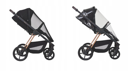 Wózek Espiro Miloo 2024 4w1 110 Diamond Black z Lionelo Astrid i-Size + Baza