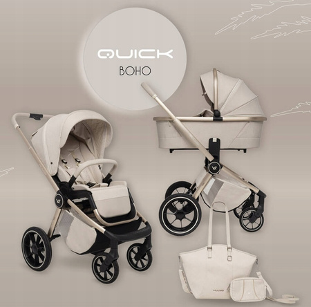 Wózek MUUVO QUICK BOHO Beige 4W1 z Lionelo Astrid i-Size + Baza Isofix