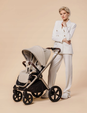 Wózek  Venicci Tinum UPLINE Stone Beige 3w1 z Joie i-Snug 2 i-Size + Adaptery