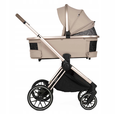 Wózek Adamex SPARK CHAMPAGNE LATTE 4w1 z Astrid i-Size + Baza ISOFIX
