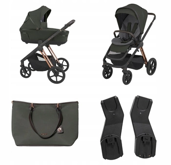 Wózek  Espiro Miloo 3w1 2024 104 Luxury Green z Joie i-Snug 2 i-Size + Adaptery